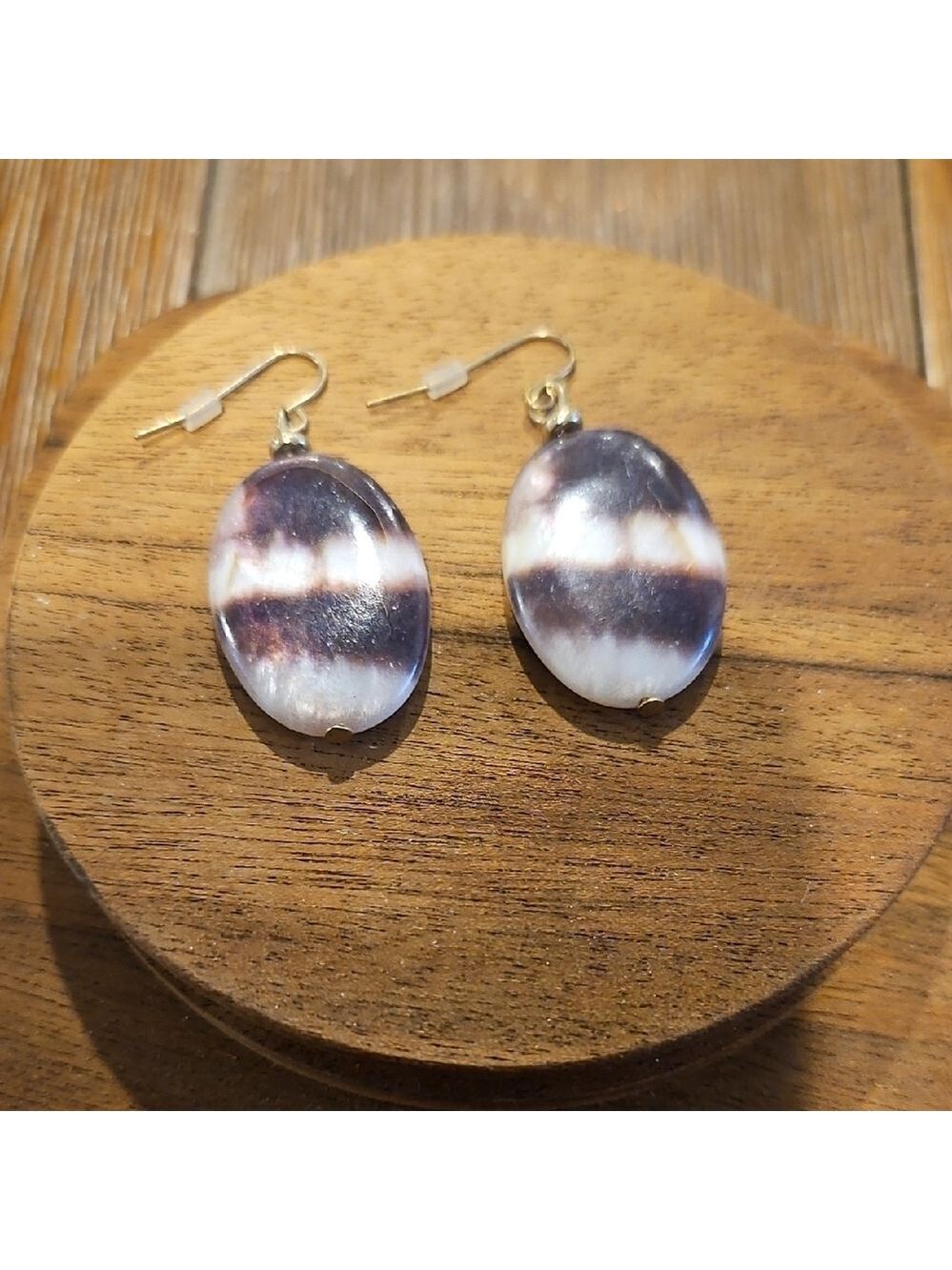 Unbranded Brown & White Dangle Earrings, Pierced